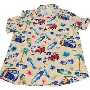 Shelucki Mens Tropical Shirt Button Down size L